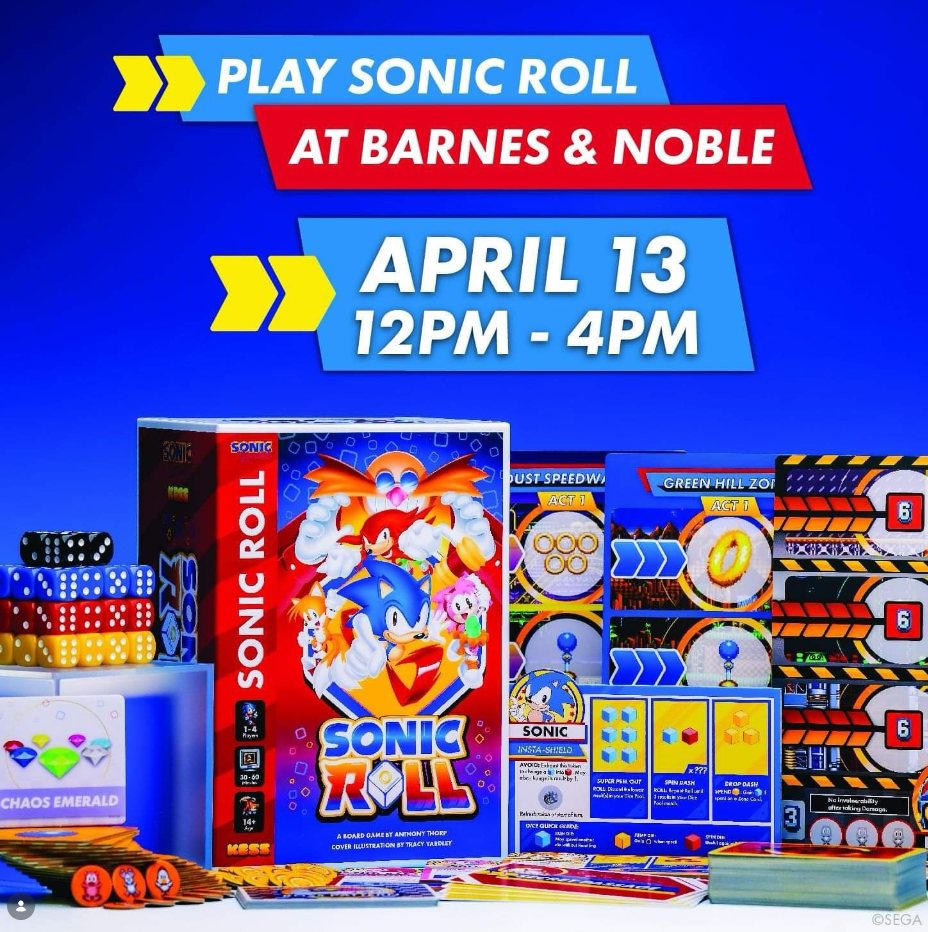 Event flyer for the Sonic Roll Barnes & Noble event, April 13, 12PM to 4PM