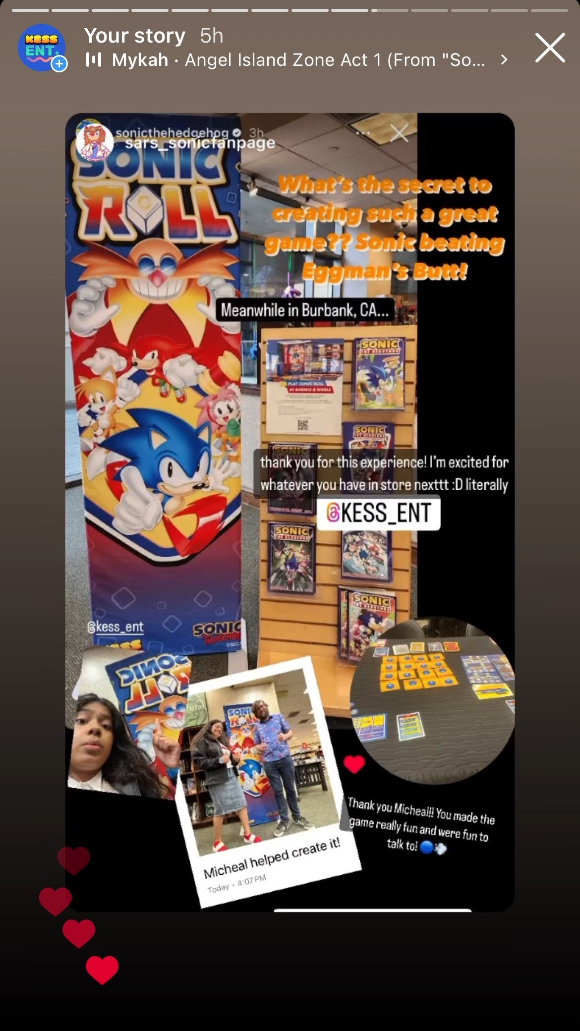 Attendee Instagram story reposting the Sonic Roll event