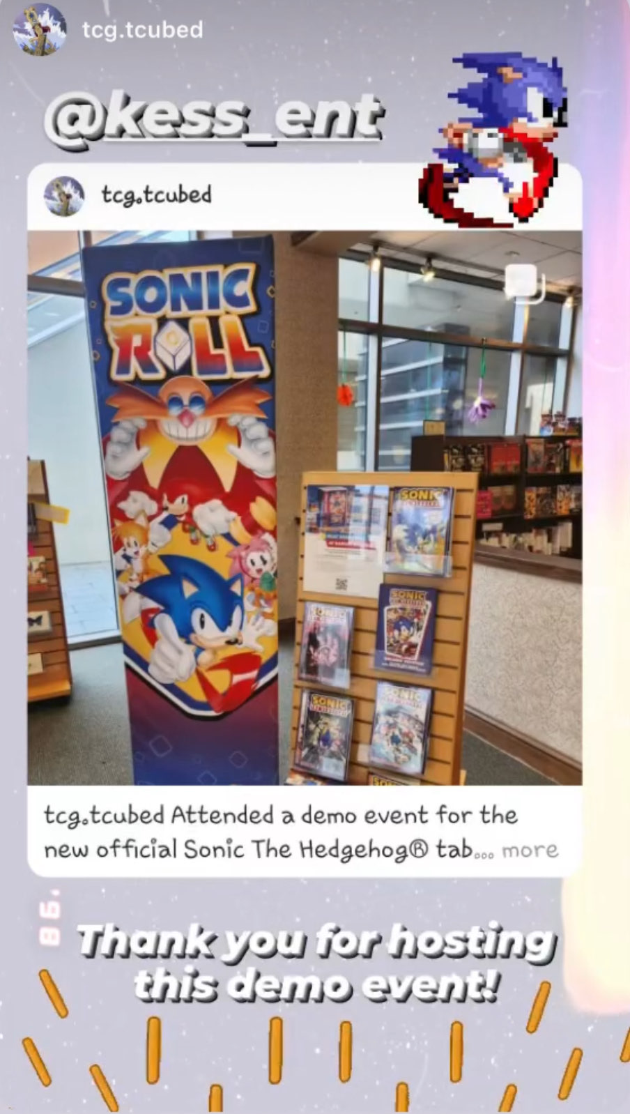 Attendee Instagram story reposting the Sonic Roll event