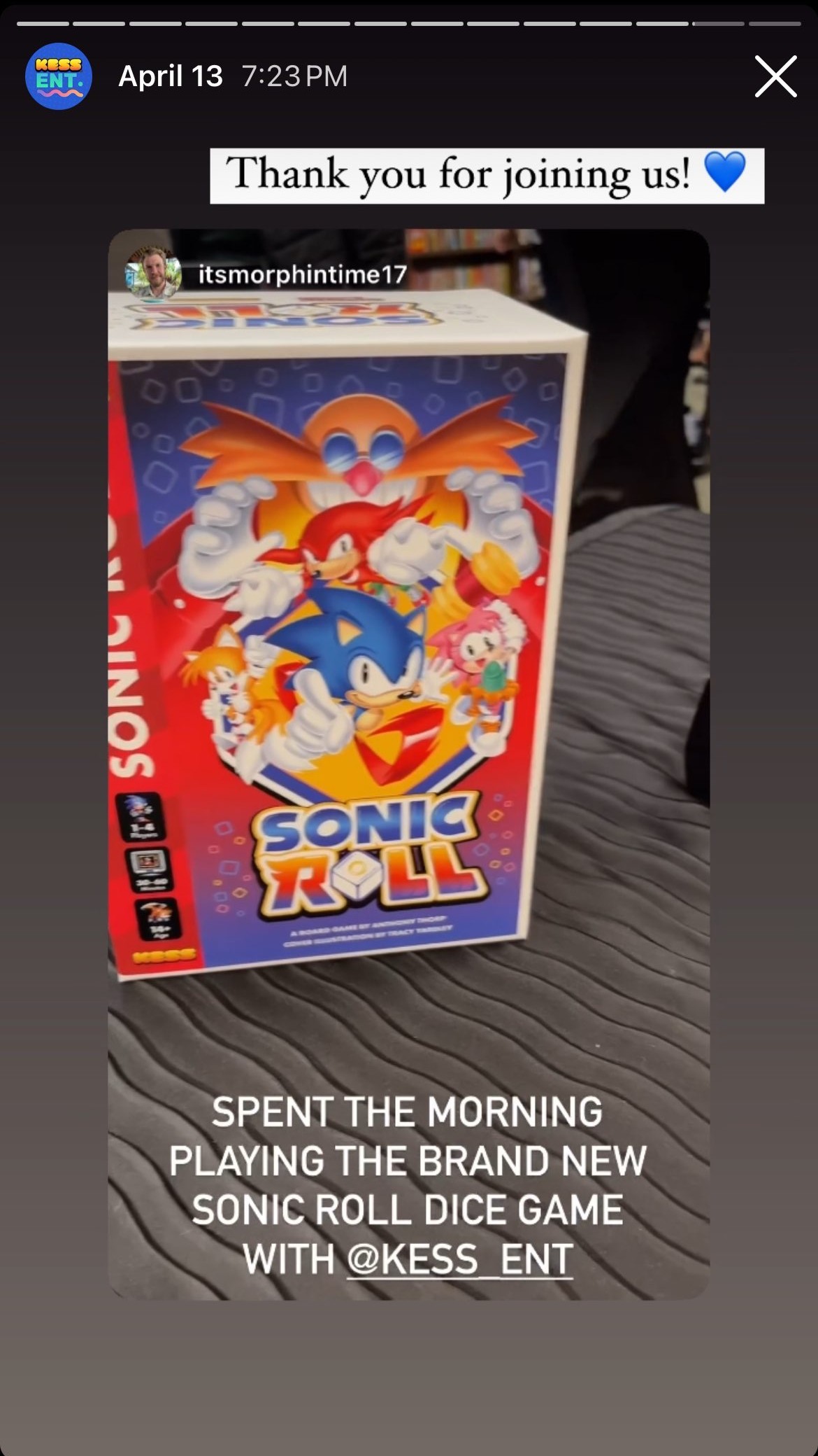 Attendee Instagram story reposting the Sonic Roll event