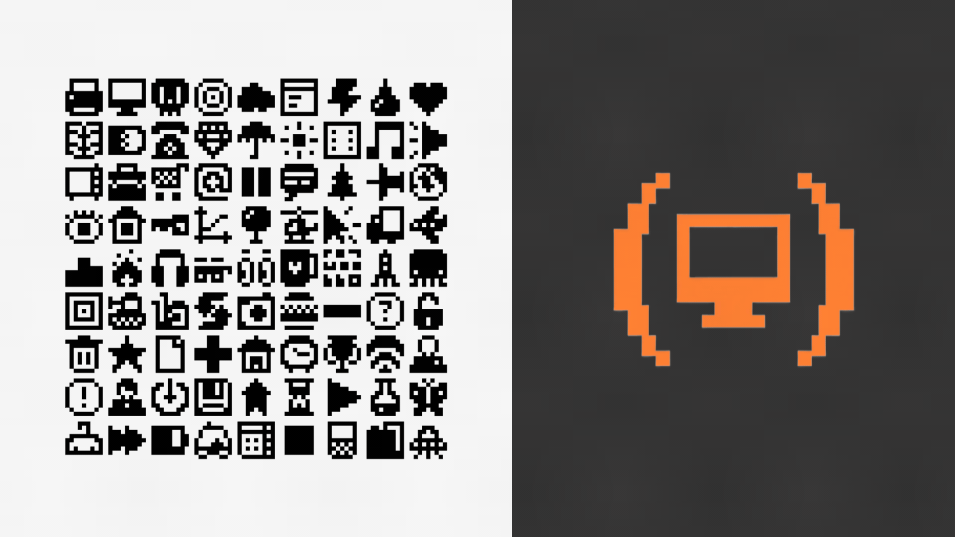 Animated demonstration of the frame.work pixel icon set