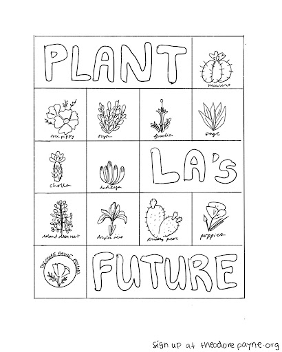 Poster rough: Plant LA's Future, a grid of native plant illustrations